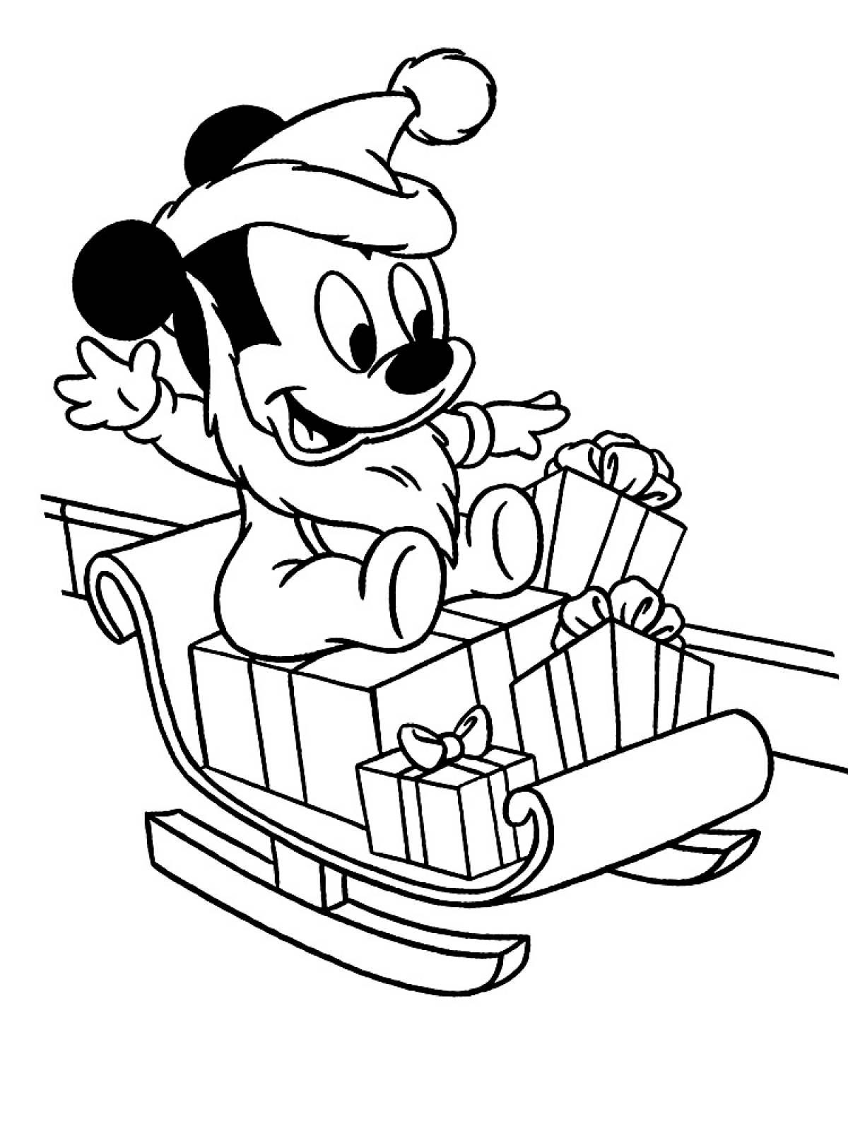 Mickey on a sled