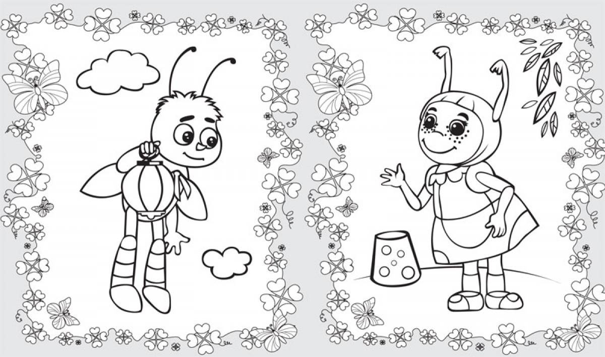 Coloring Luntik bees and cute