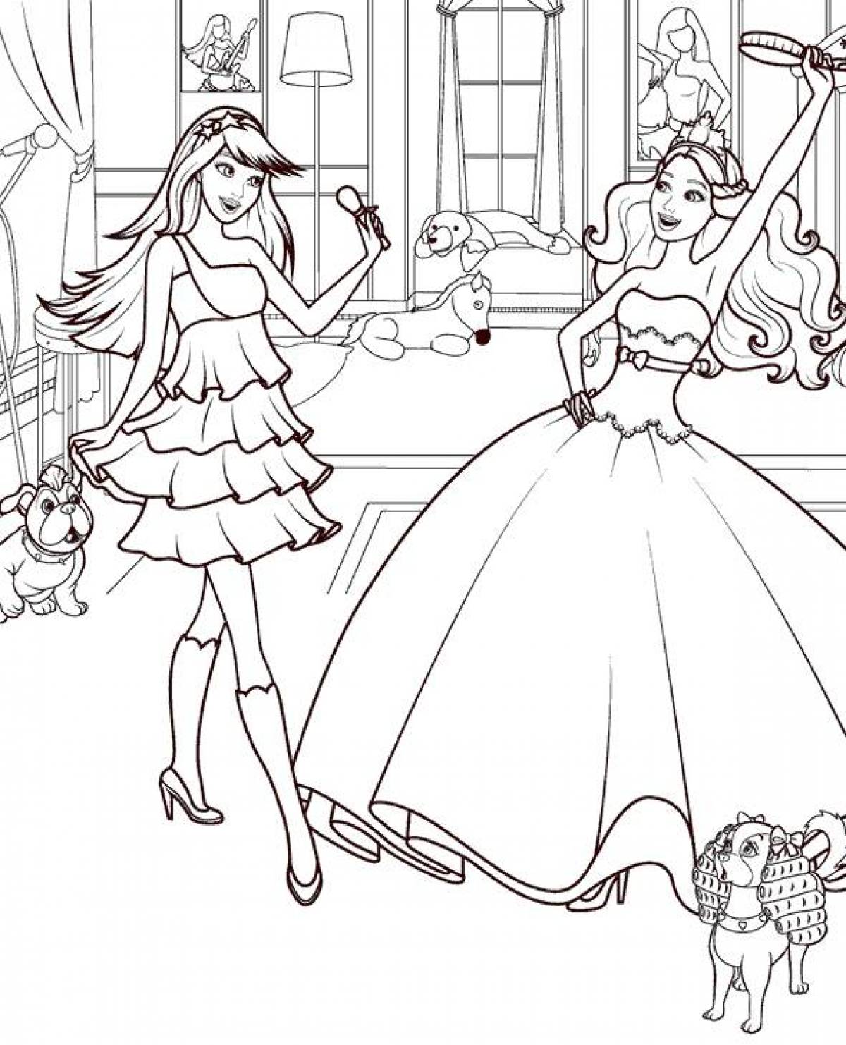 Coloring pages for girls barbie play