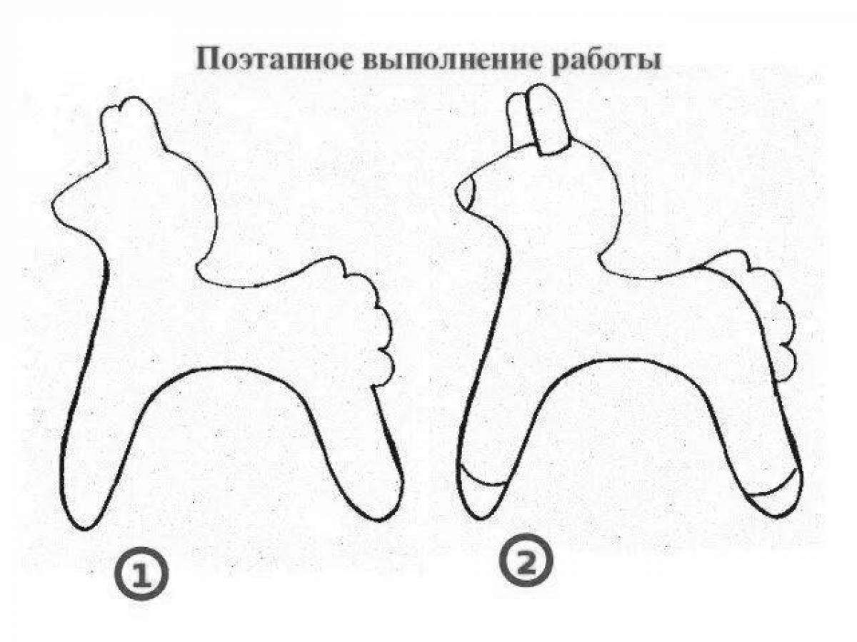 Дымковская лошадка трафарет для рисования