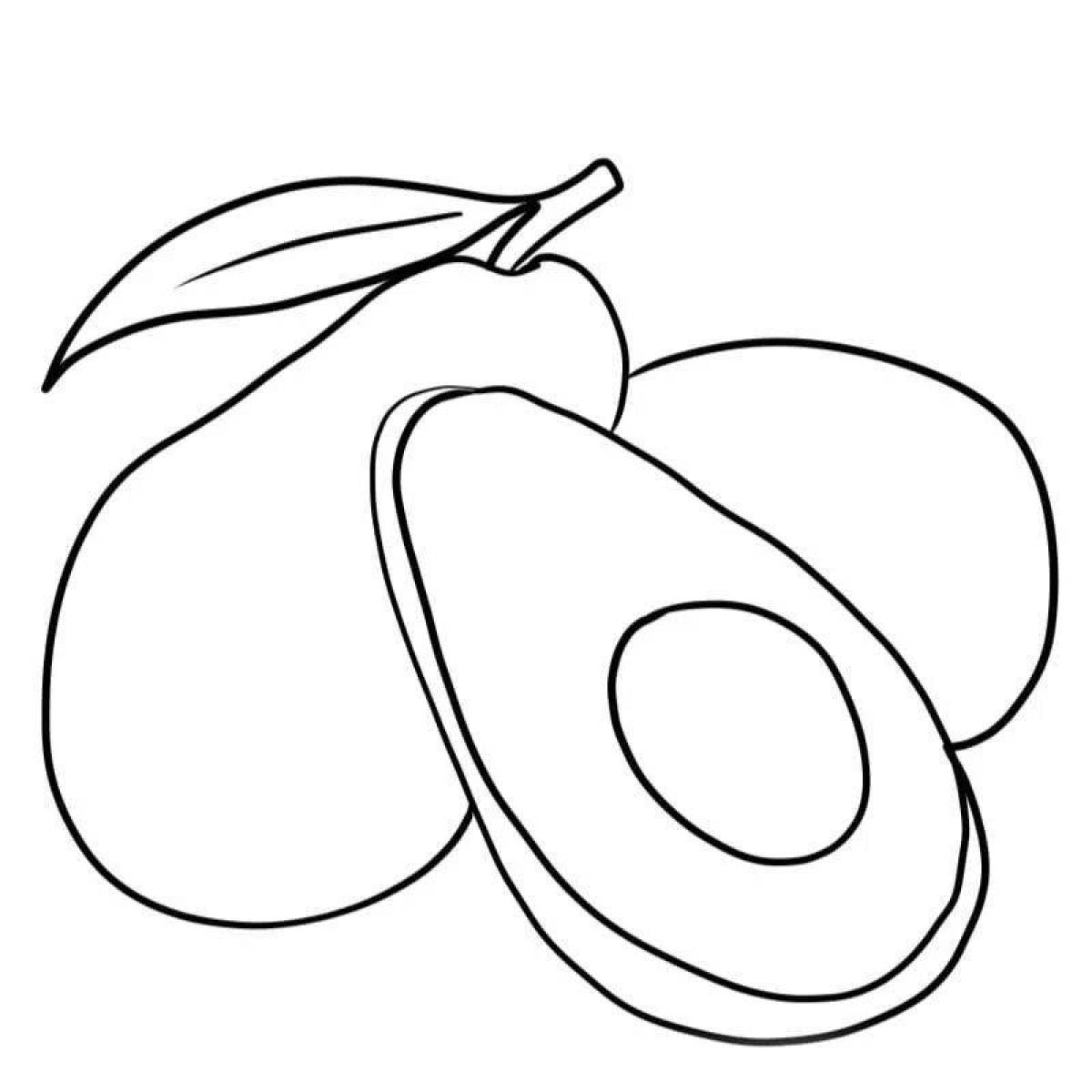 Авокадо контурный рисунок