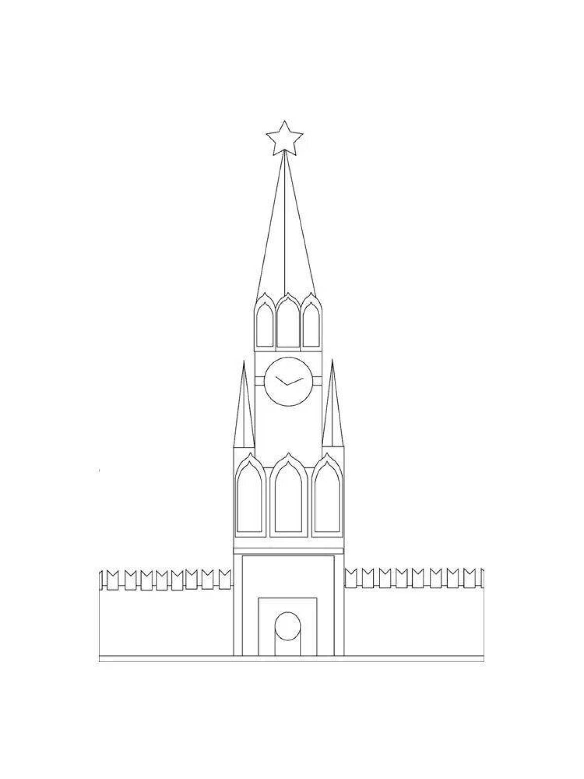 Спасская башня Кремля рисование