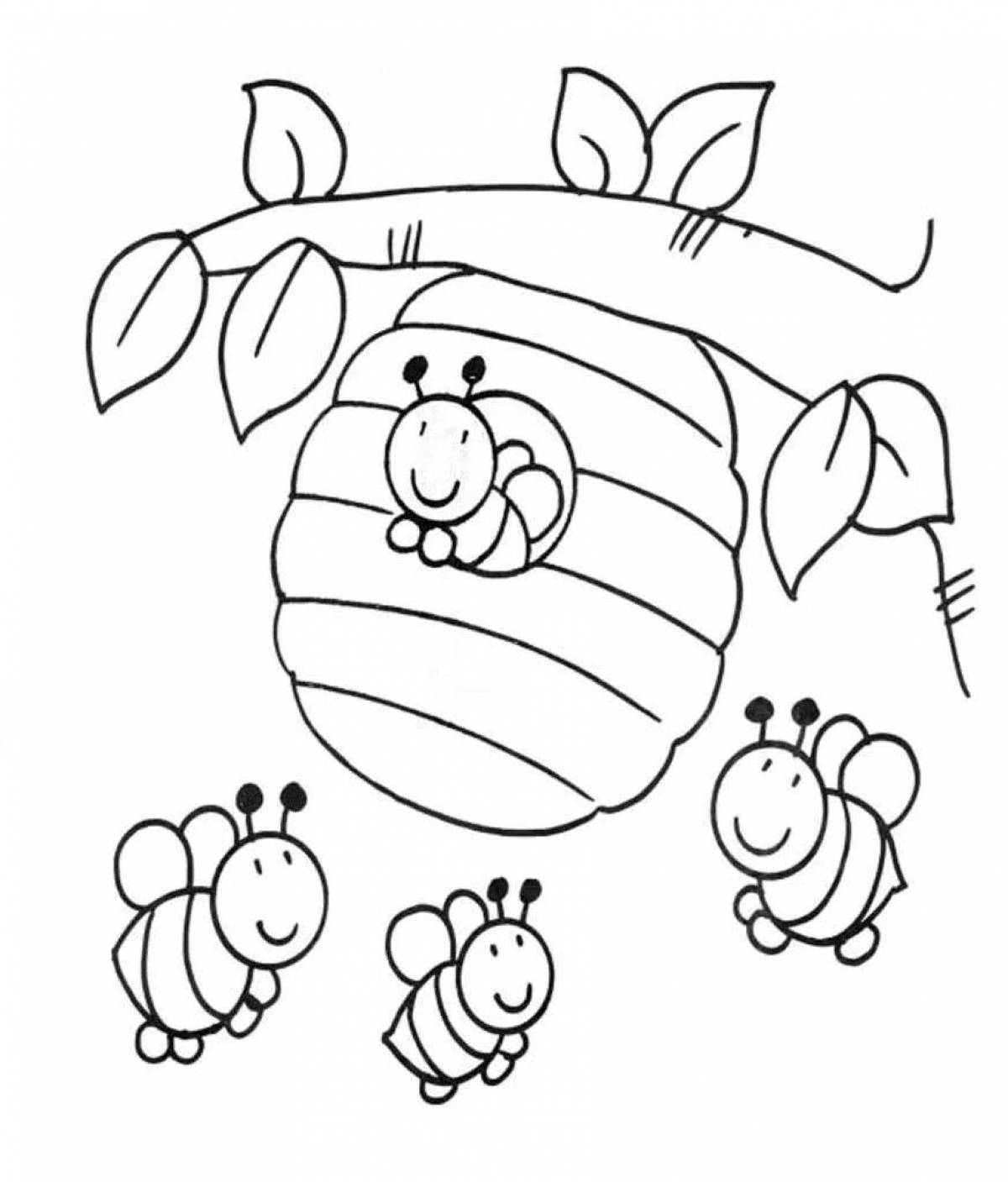Playful beehive coloring book