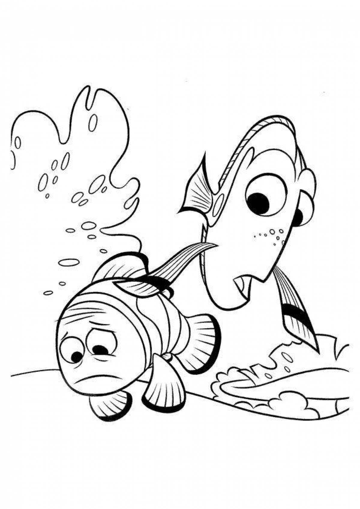 Colorful dory coloring page