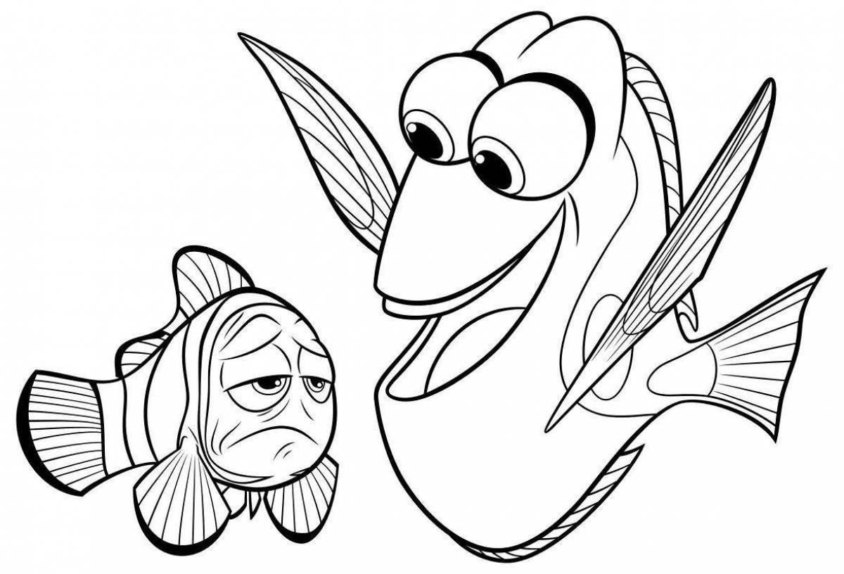 Glowing dory coloring page