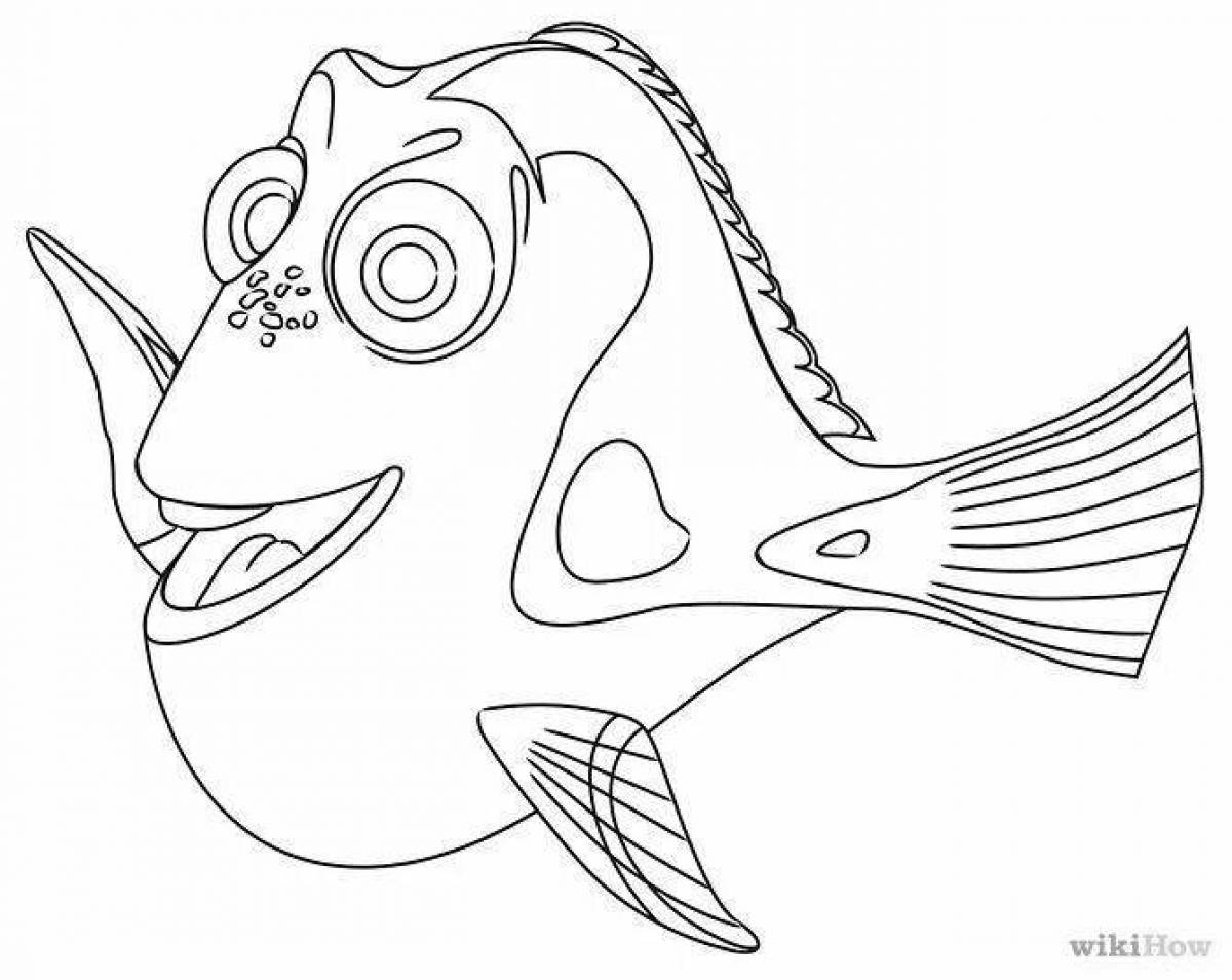 Animated dory coloring page
