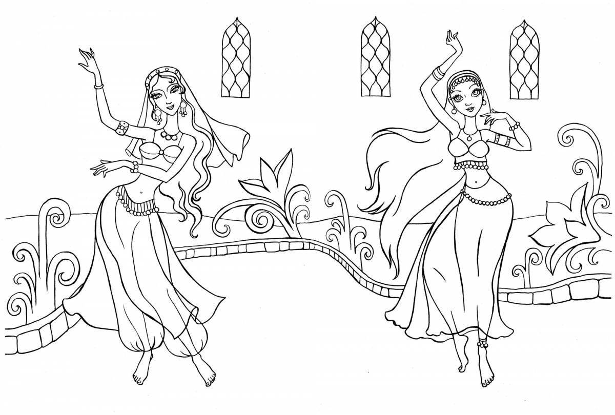 Dynamic dancing coloring page