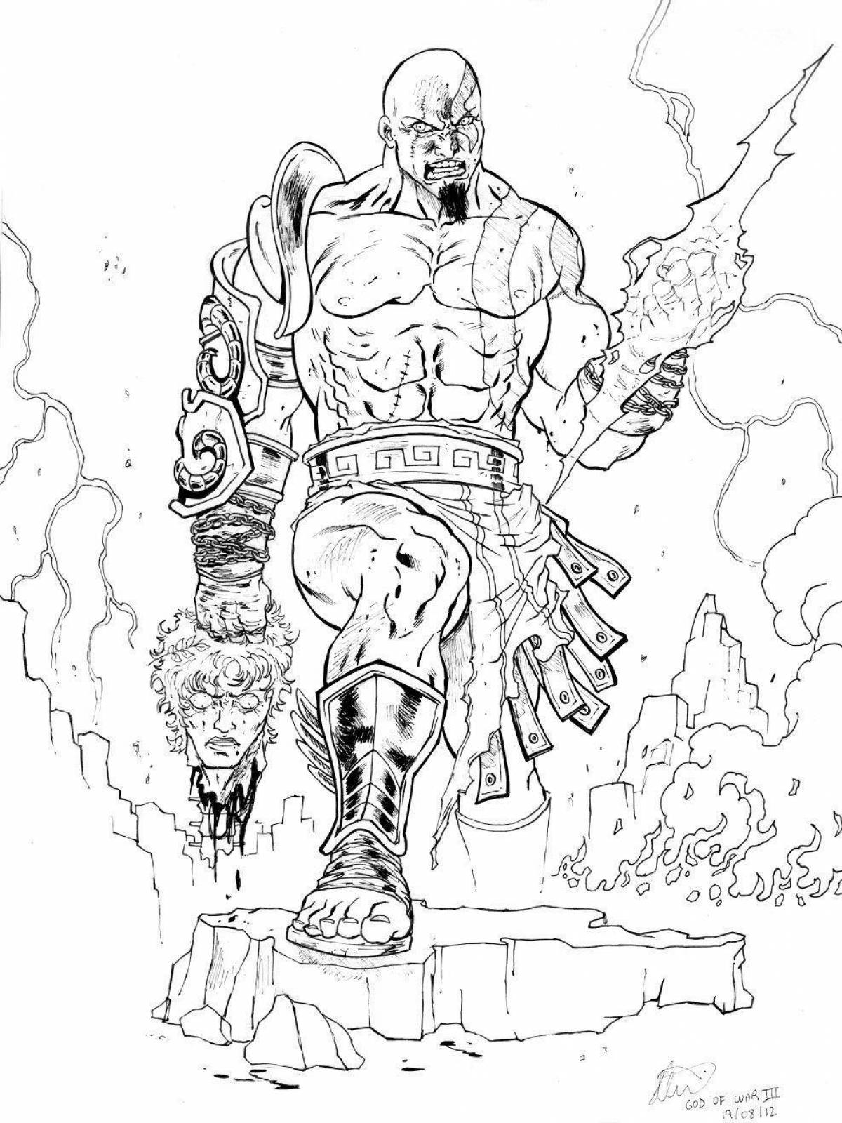 Awesome kratos coloring page