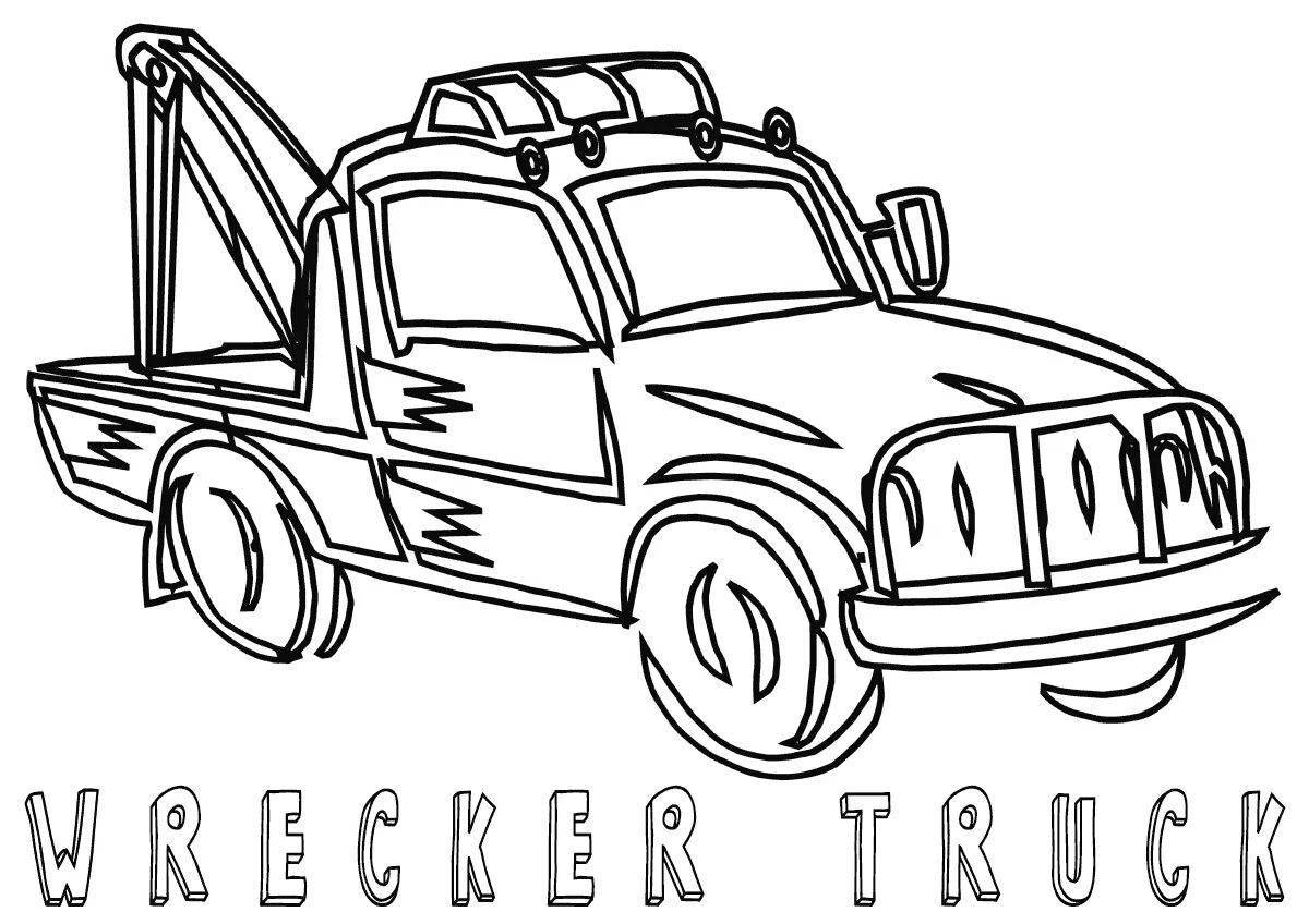 Colorful pickup tow truck coloring book