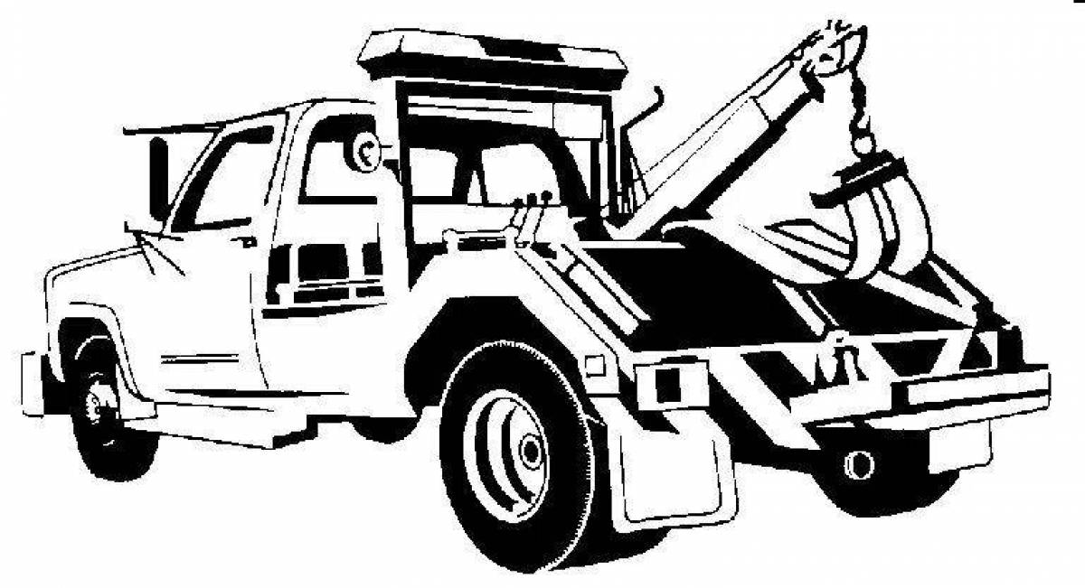Coloring page happy pickup tow truck