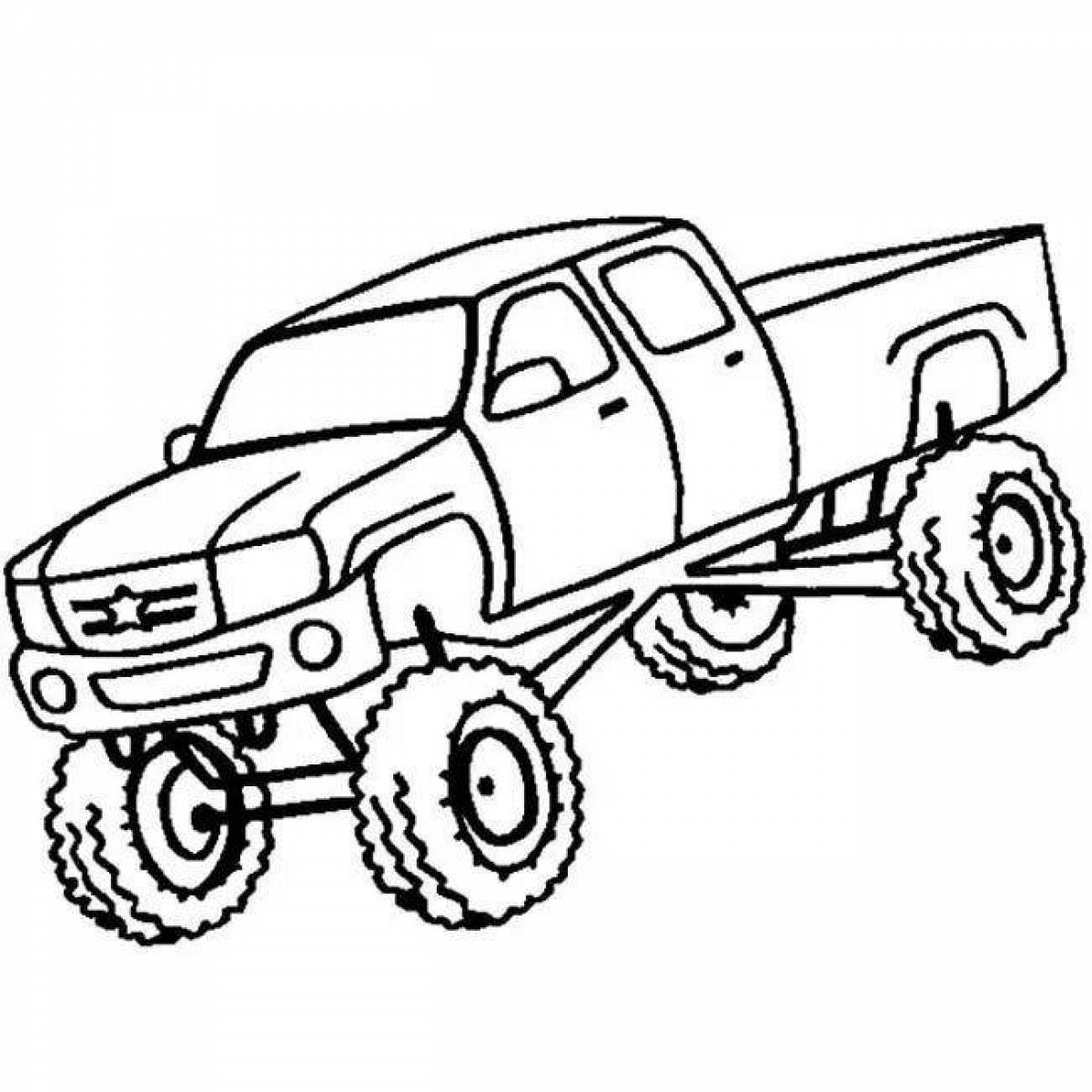 Coloring book playful pickup truck