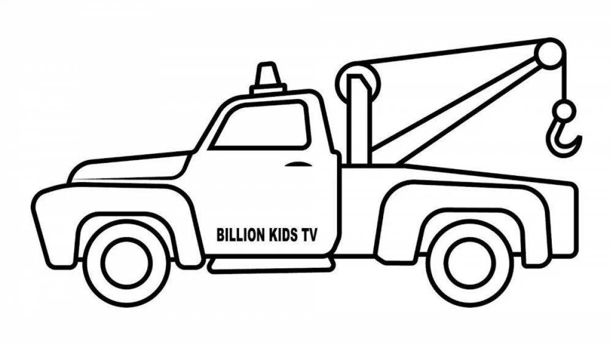 Exciting pickup tow truck coloring page