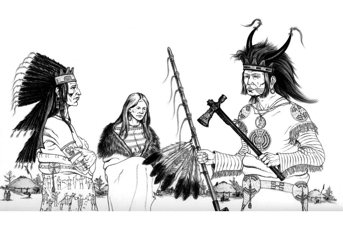 Раскраска смелые боевые индейцы