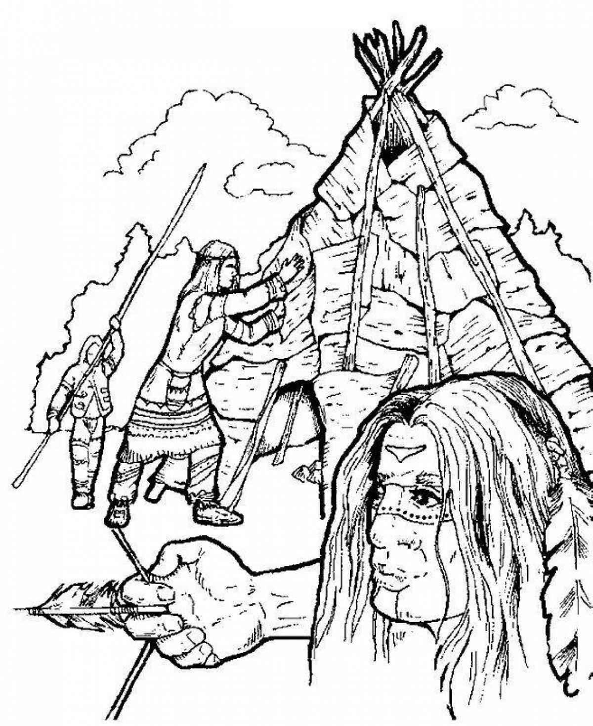Раскраска бойцовские индейцы