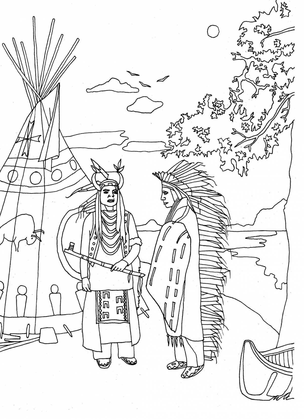Раскраска «воюющие индейцы»