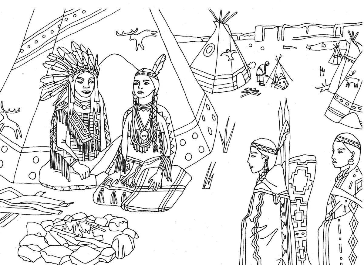 Impressive fighting Indians coloring book