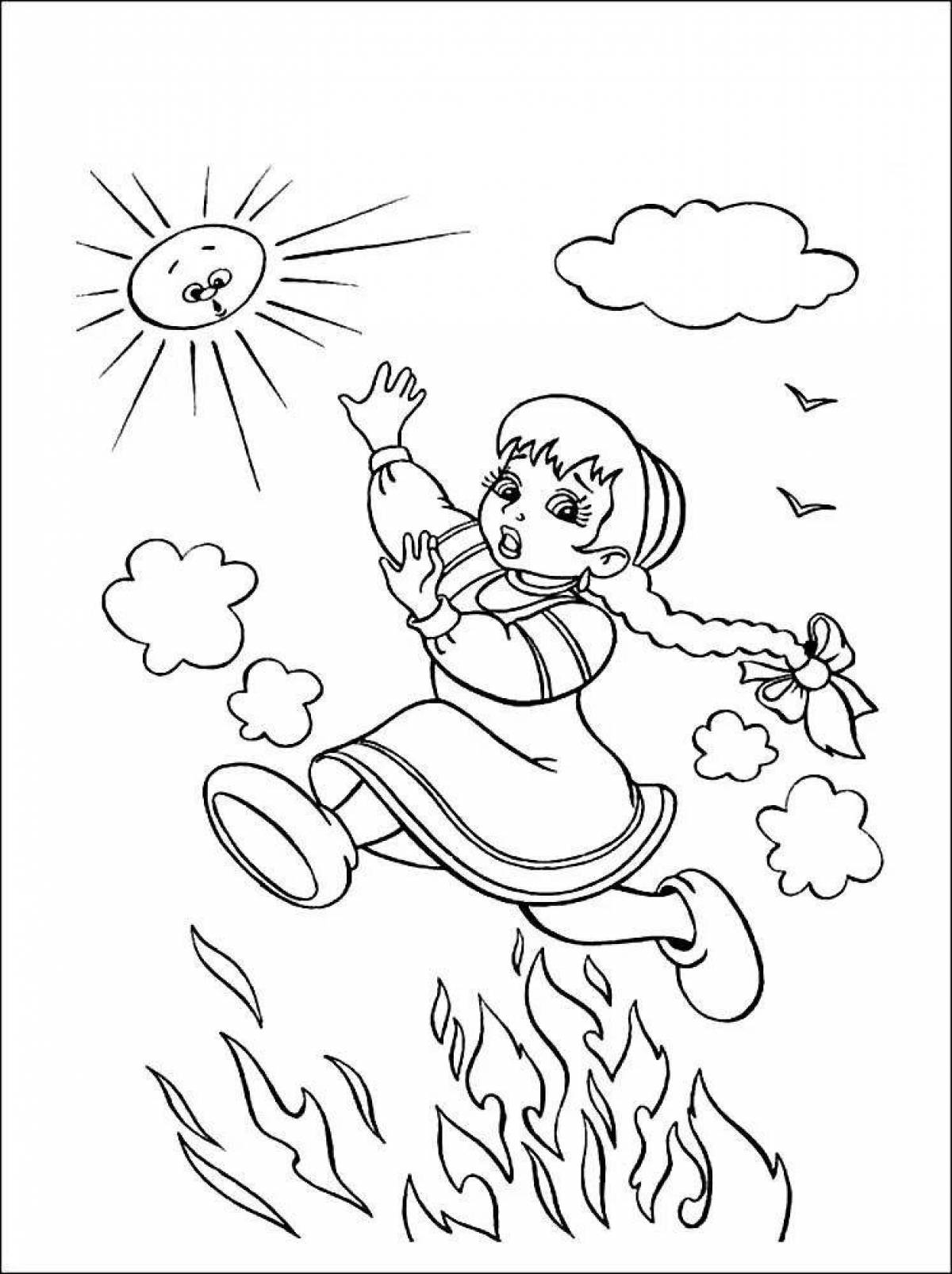 Exquisite jumping fire coloring page