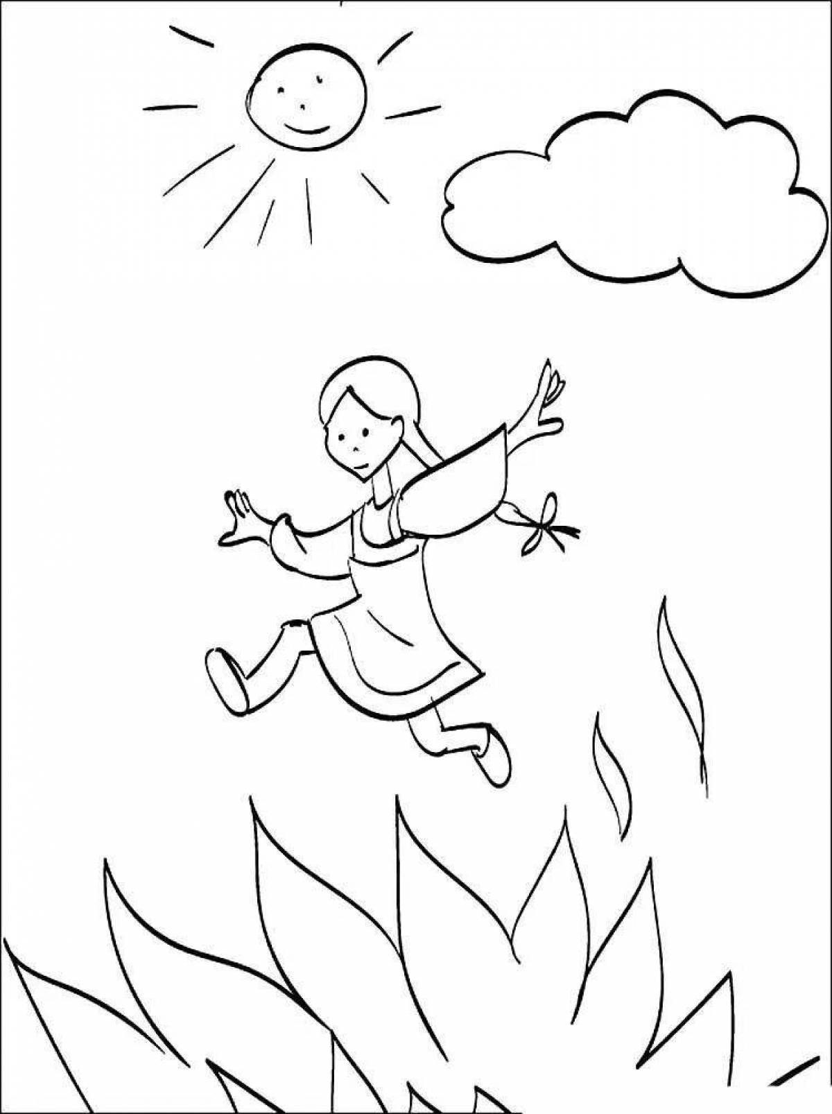 Jumping fire stylish coloring page