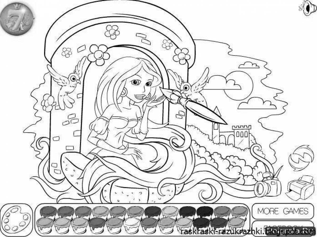 Extraordinary coloring game turn on