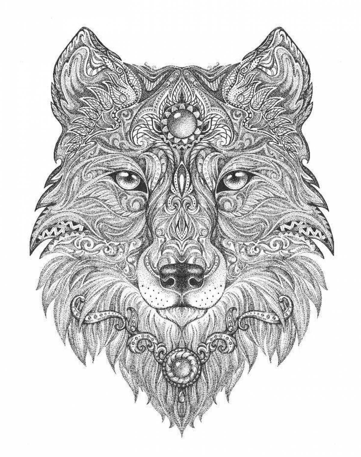 Majestic coloring book antistress wolf