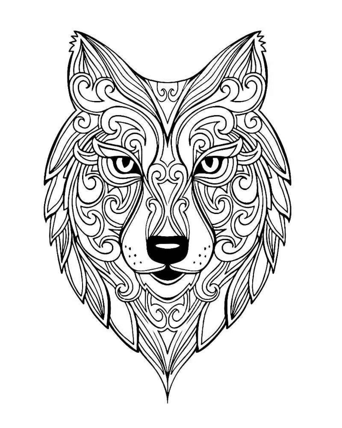 Great coloring wolf antistress