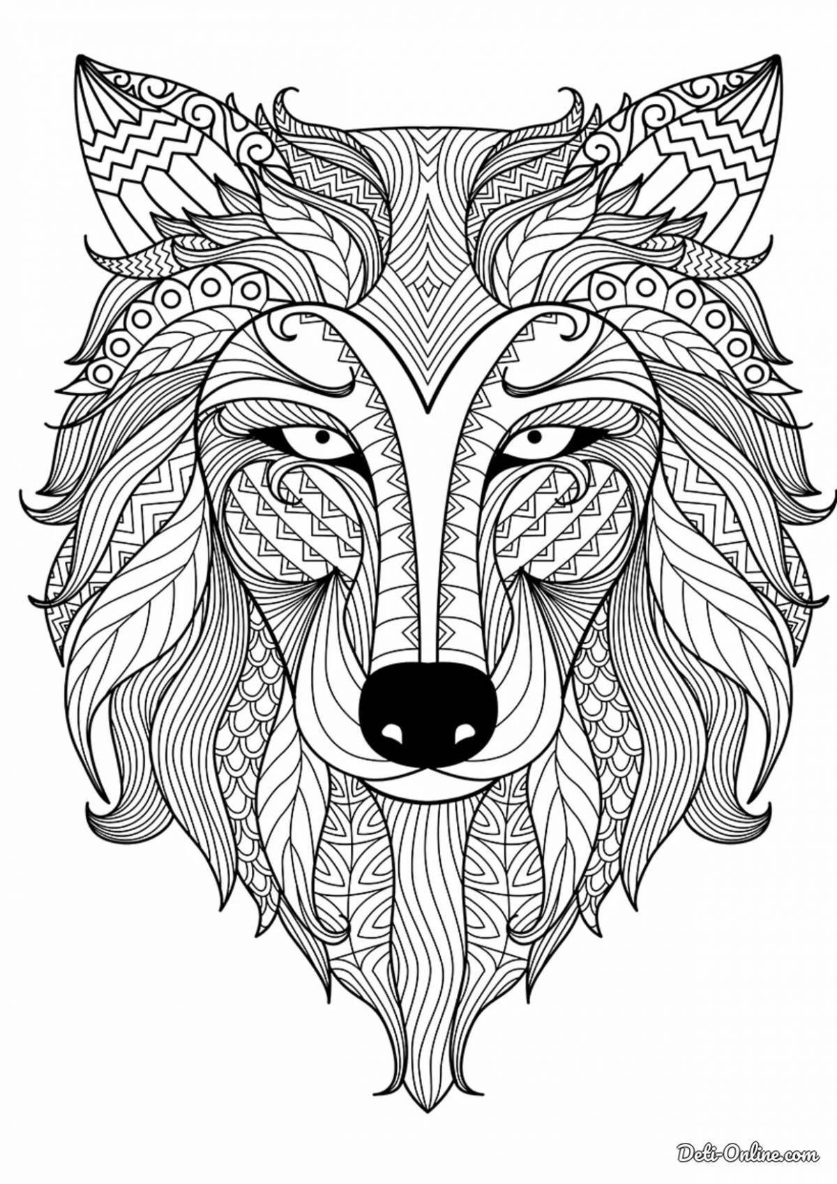 Exquisite antistress wolf coloring book