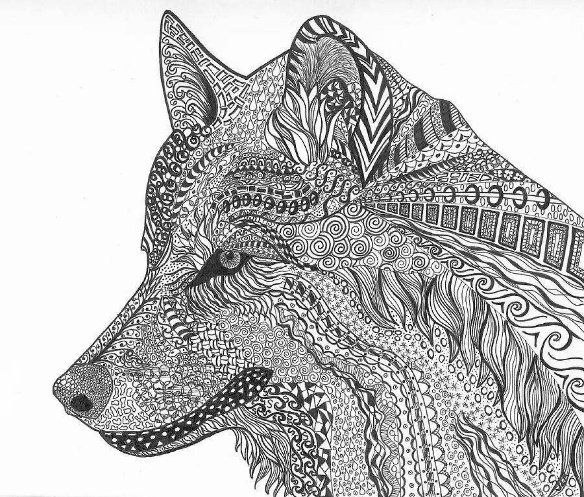 Wonderful coloring wolf antistress