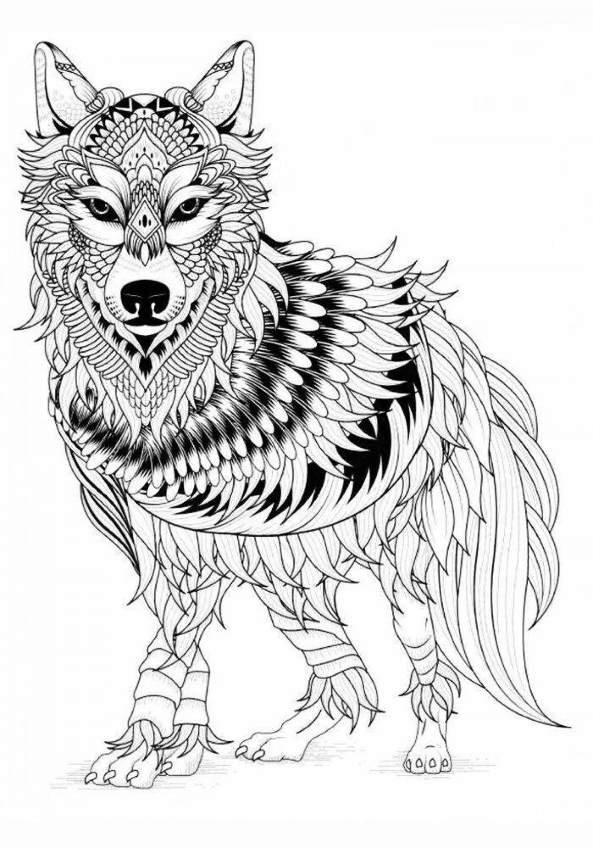 Mystical coloring wolf antistress