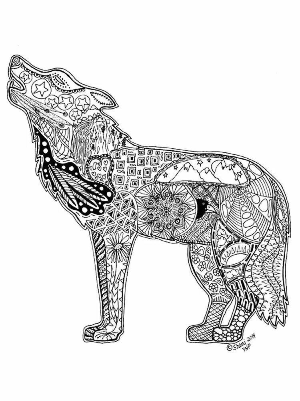 Spicy coloring book antistress wolf