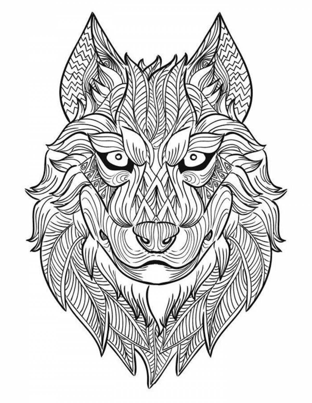Great antistress wolf coloring book