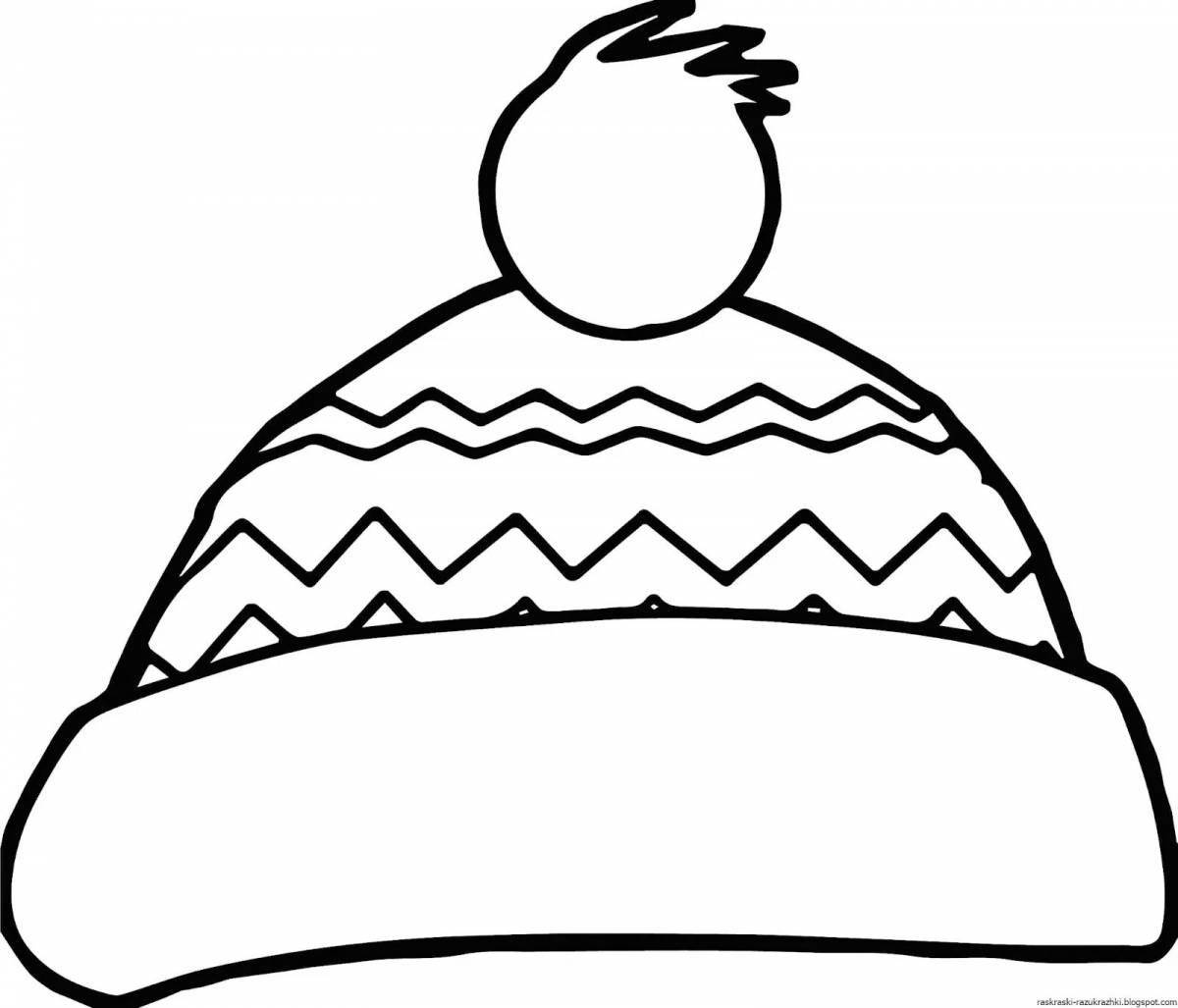 Decorated winter hat coloring book