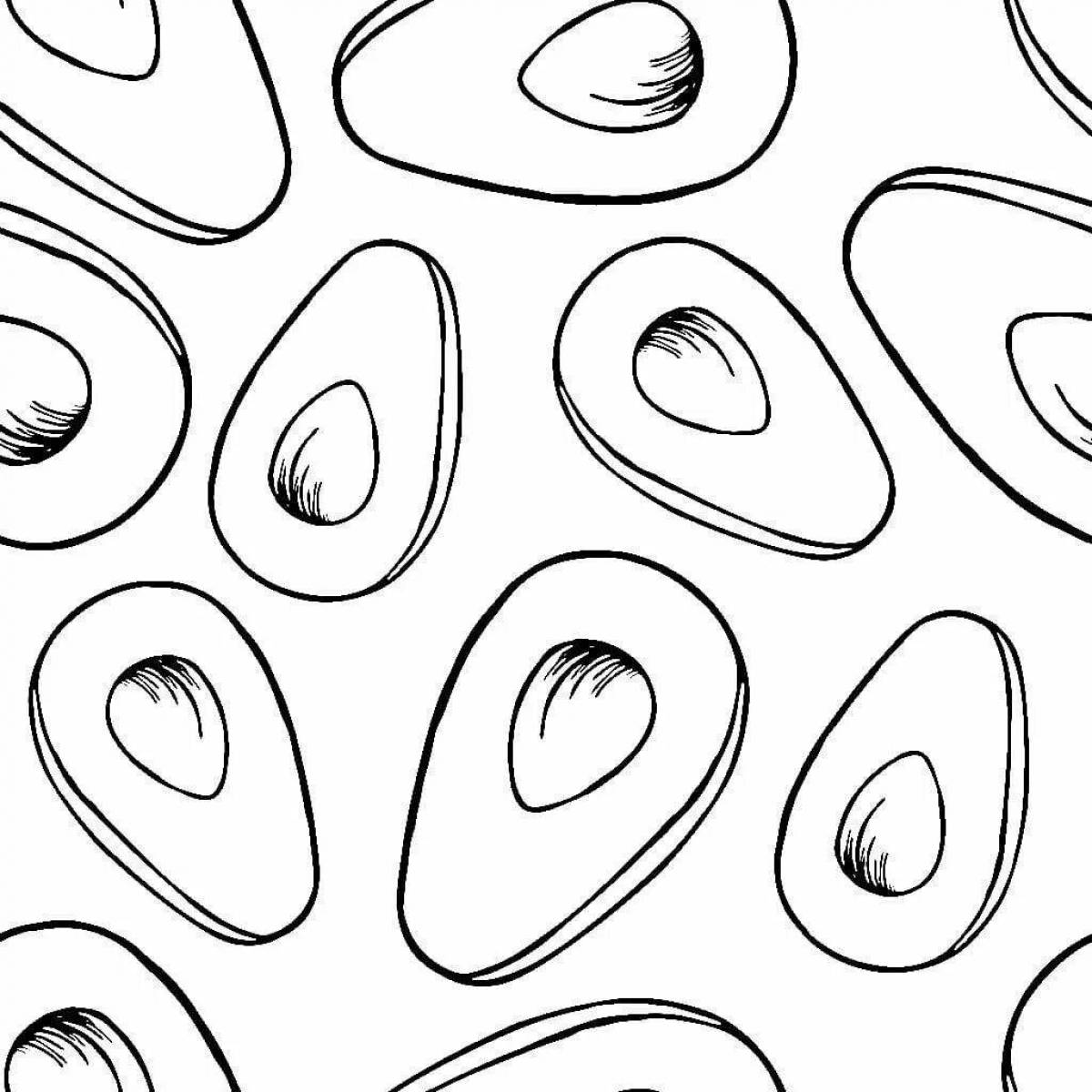Blissful avocado coloring page
