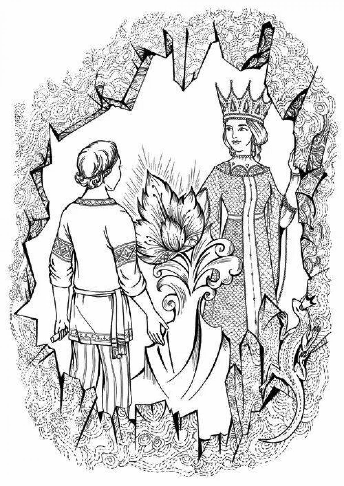 Mystical coloring book based on Bazhov's fairy tales