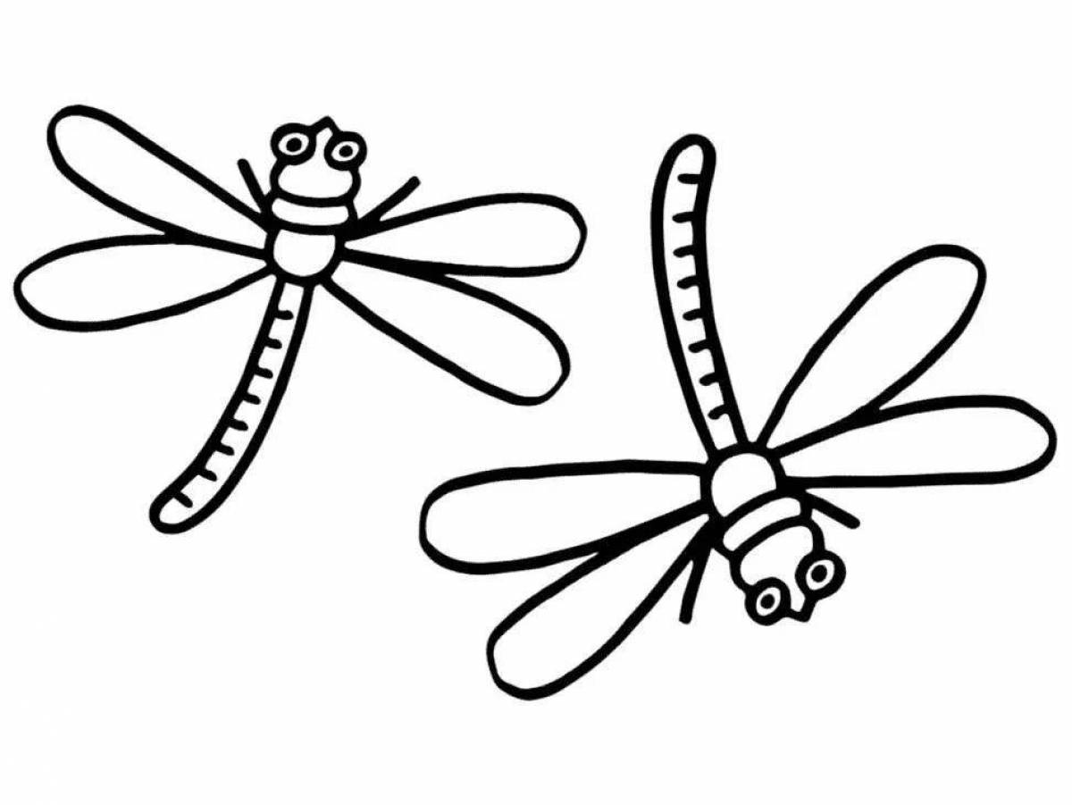 Bright coloring dragonfly for children