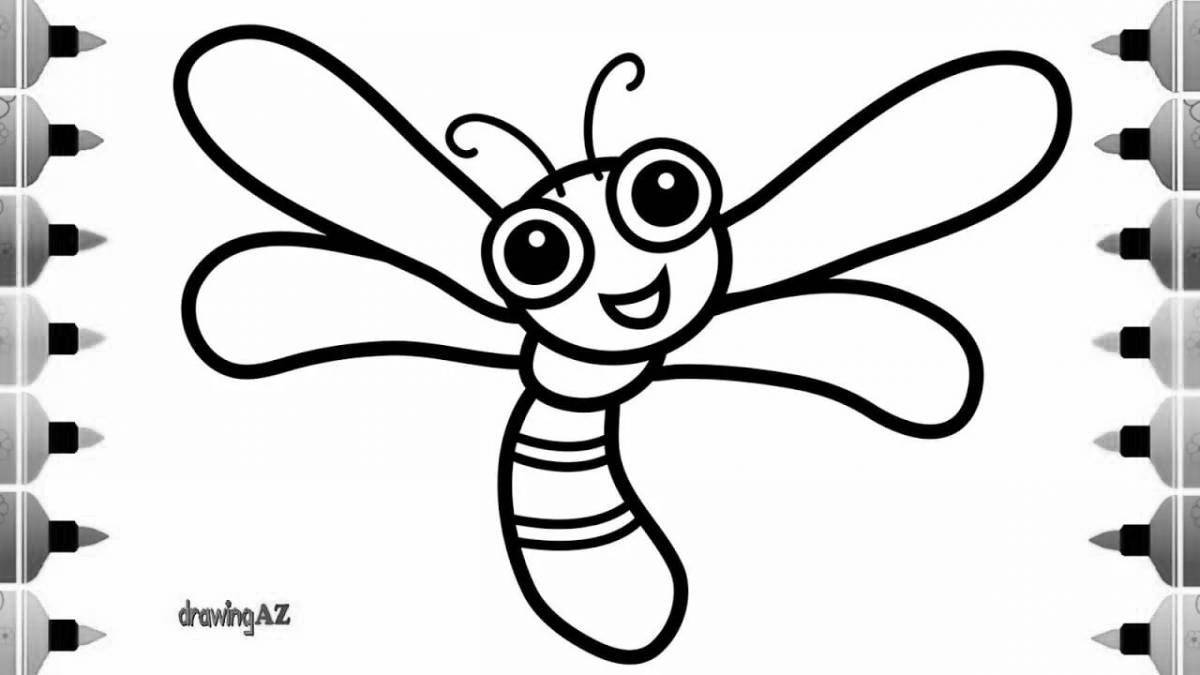 Fun coloring dragonfly for kids