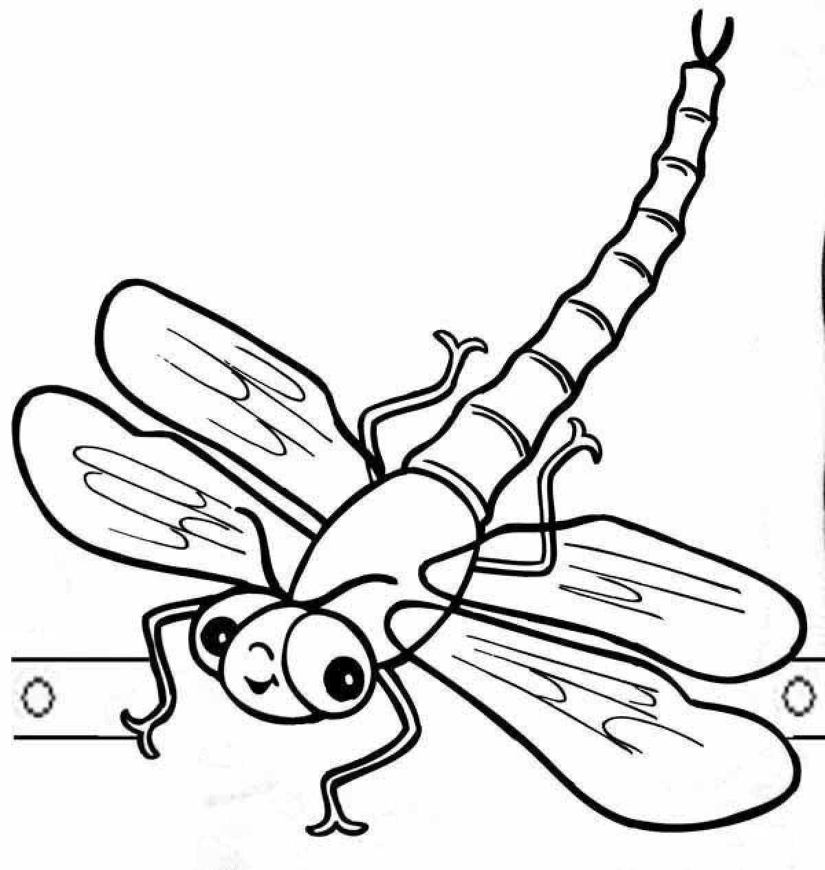 Elegant dragonfly coloring book for kids