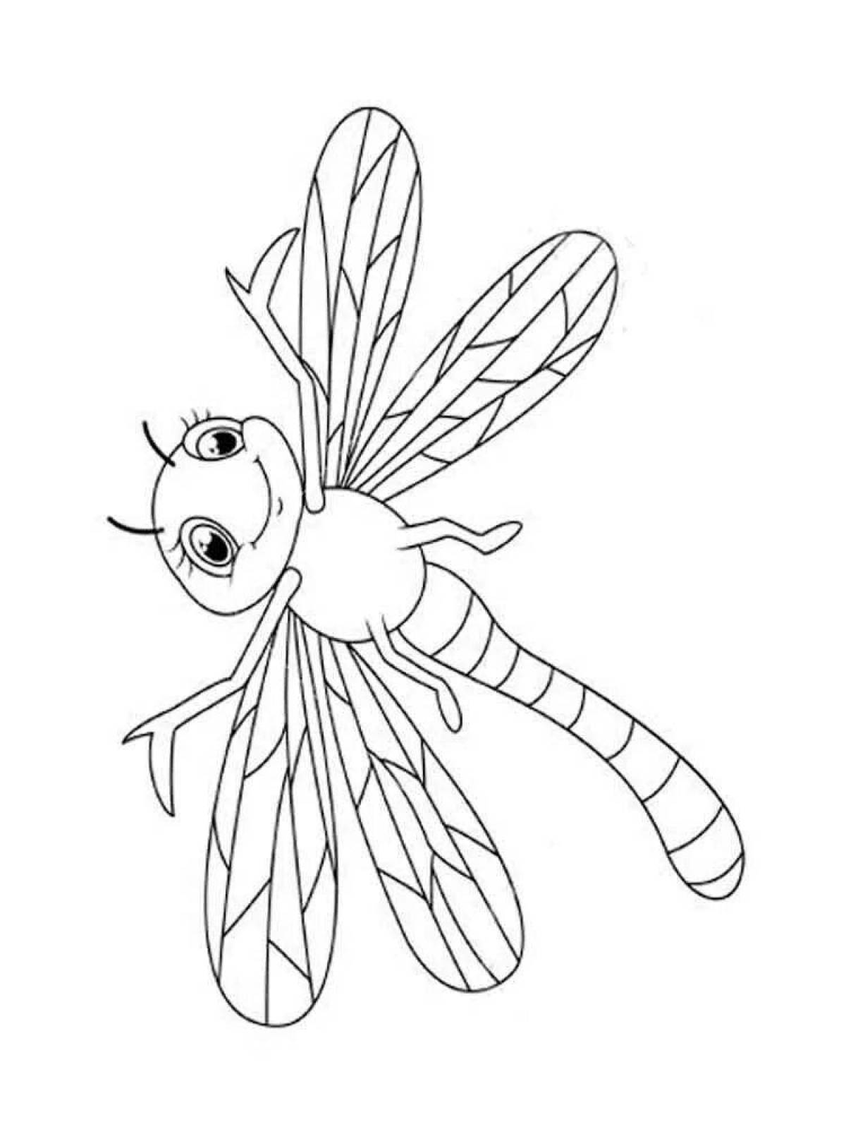 Children coloring dragonfly
