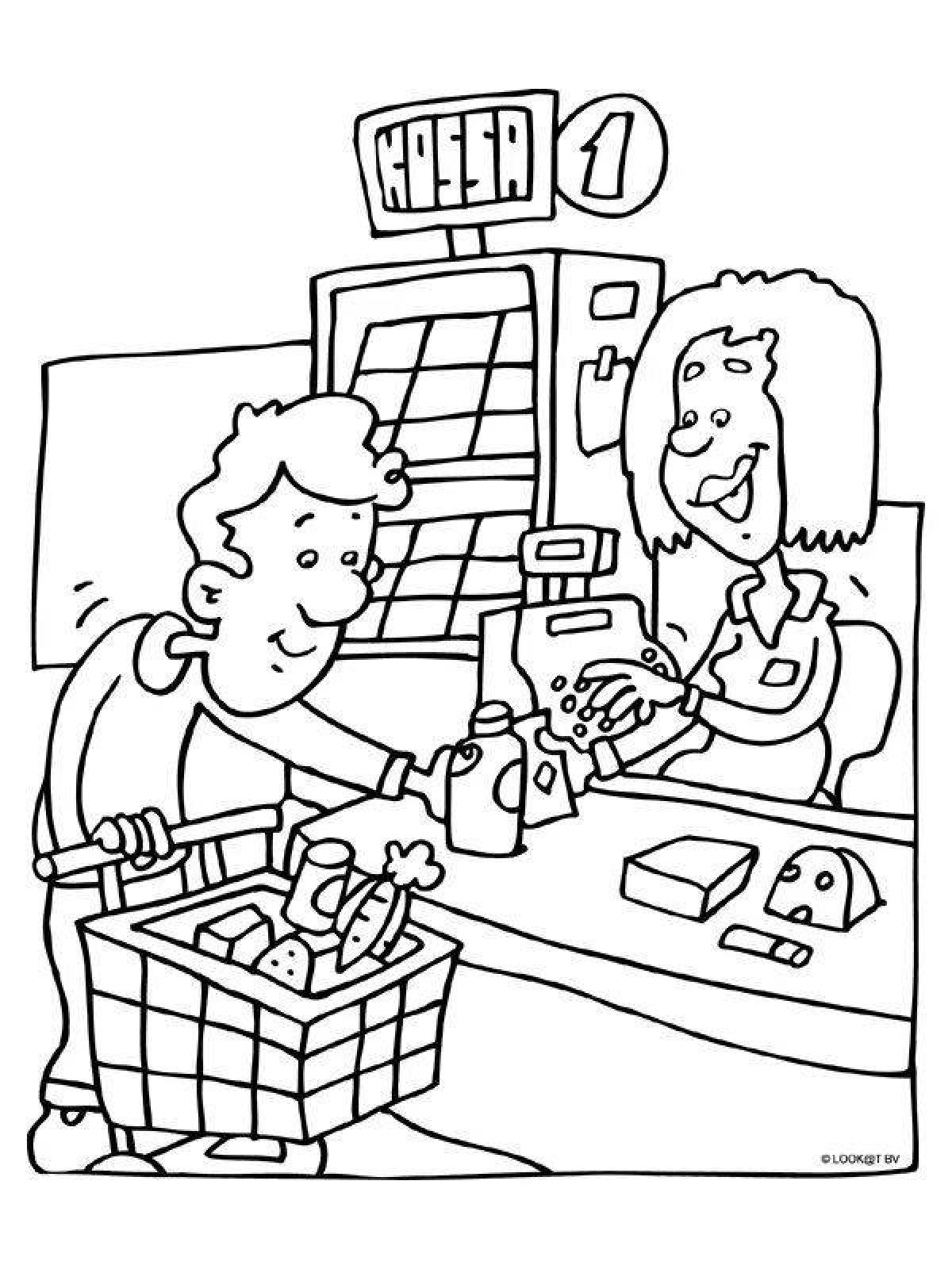 Charming salesman coloring page for kids