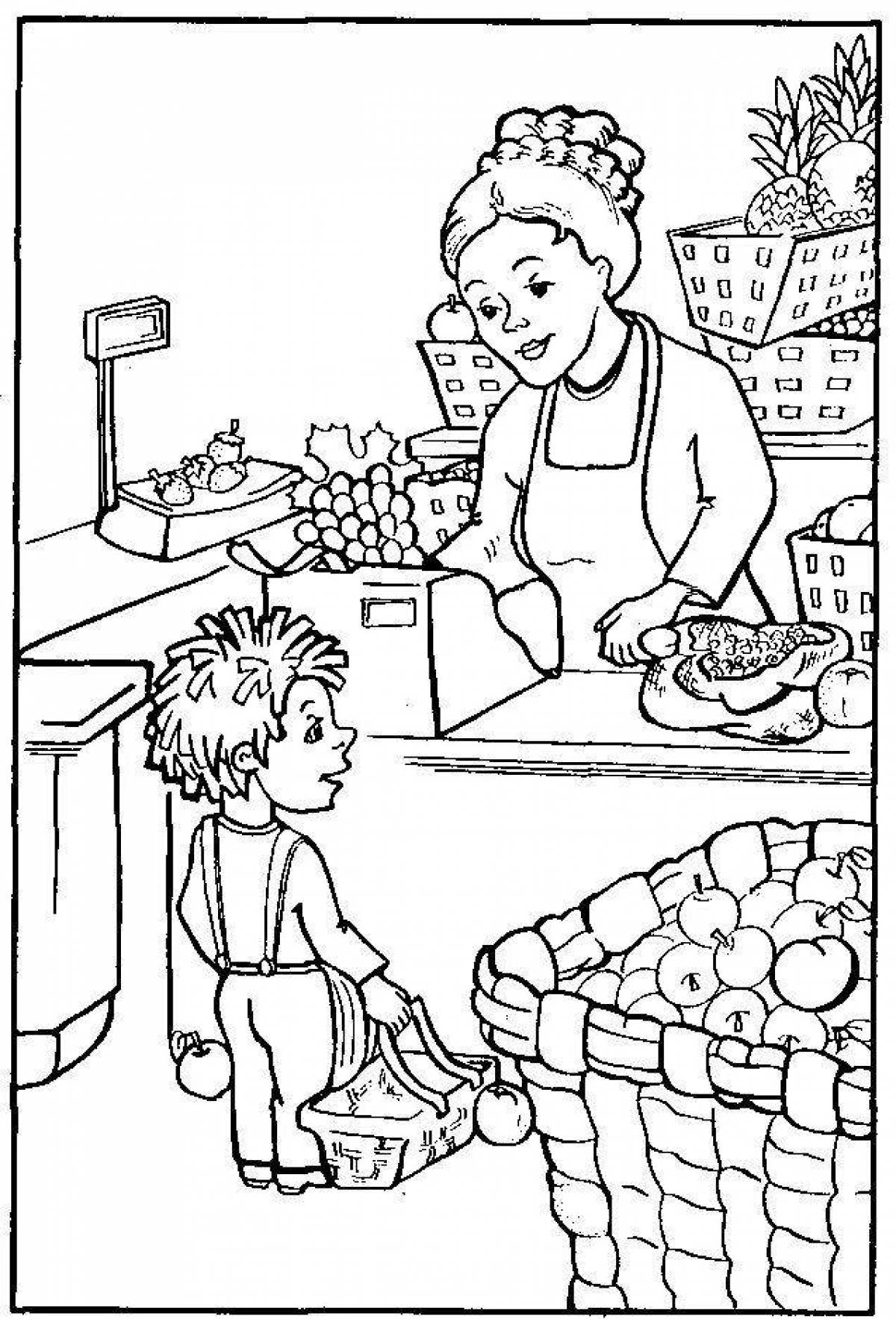 Sparkling Salesman Coloring Page for Toddlers