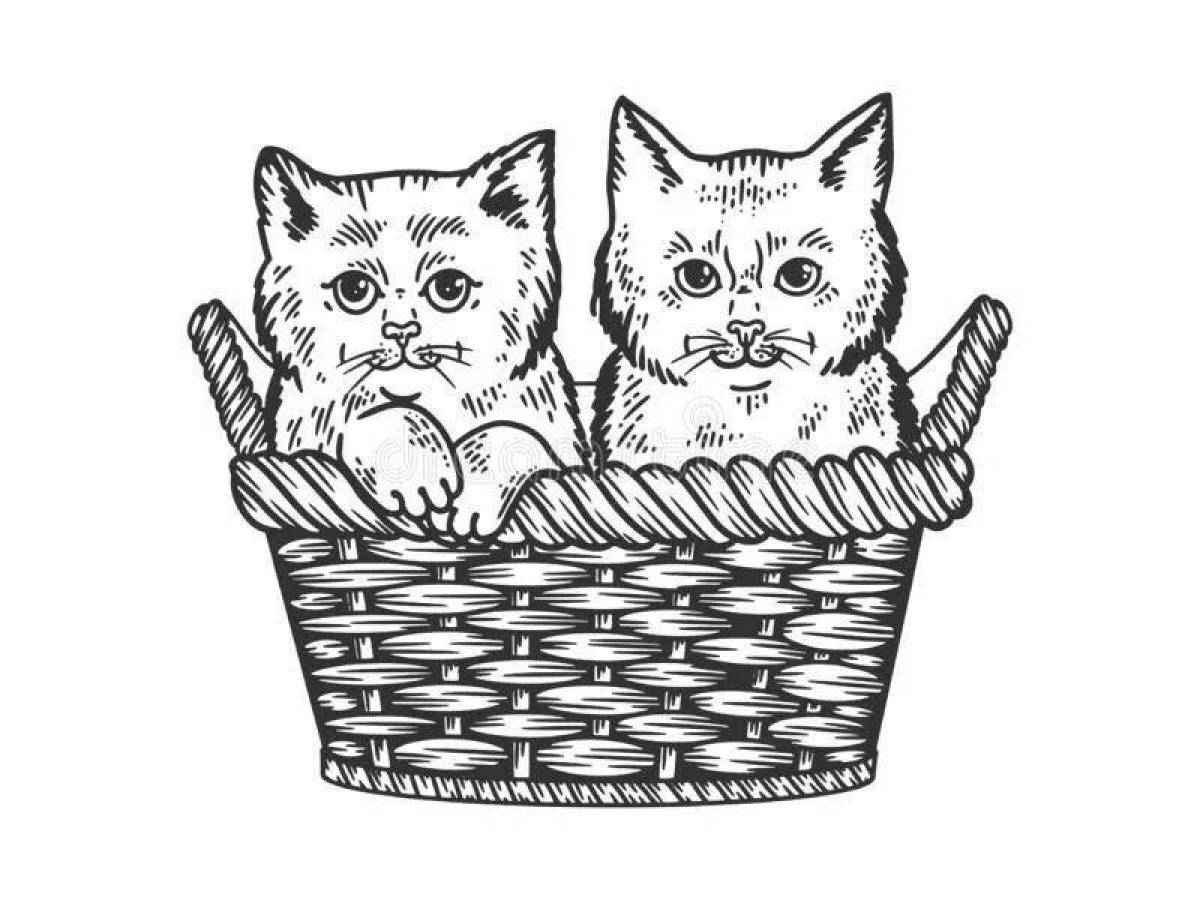 Cozy kittens in a basket