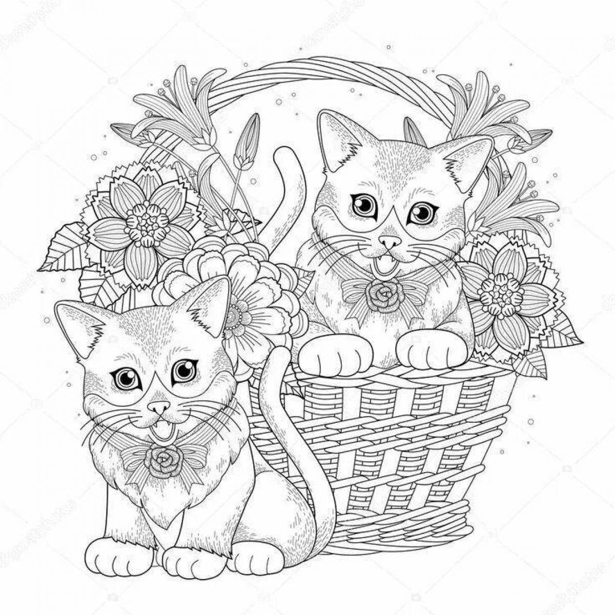 Funny kittens in a basket