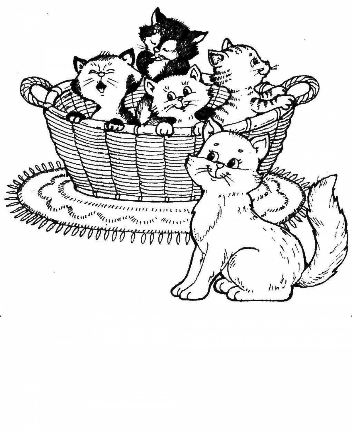 Bright kittens in a basket