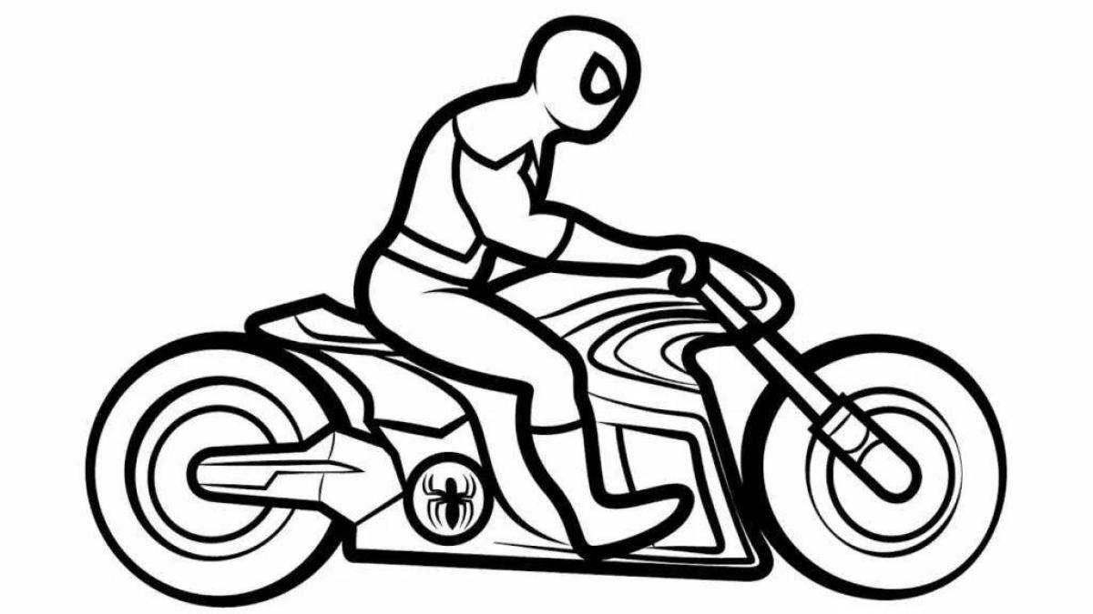 Coloring page bright boys on motorcycles