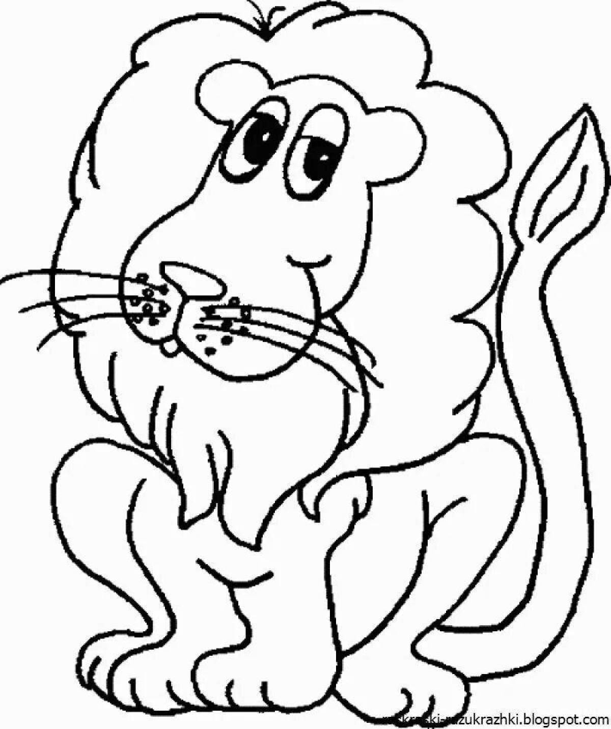 Animated lion coloring page for kids