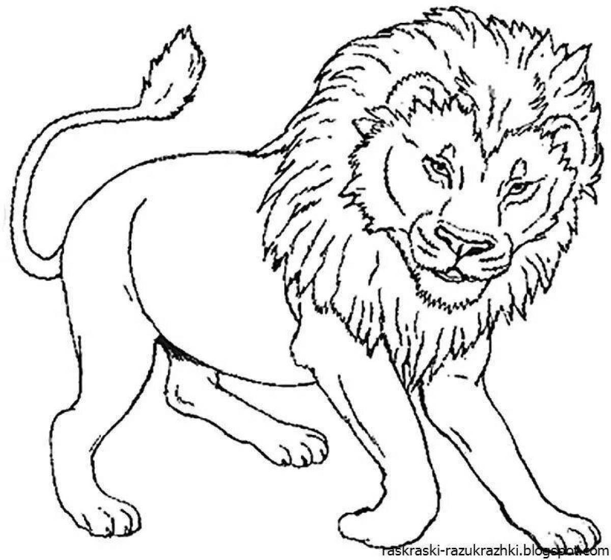 Очаровательная раскраска льва для детей