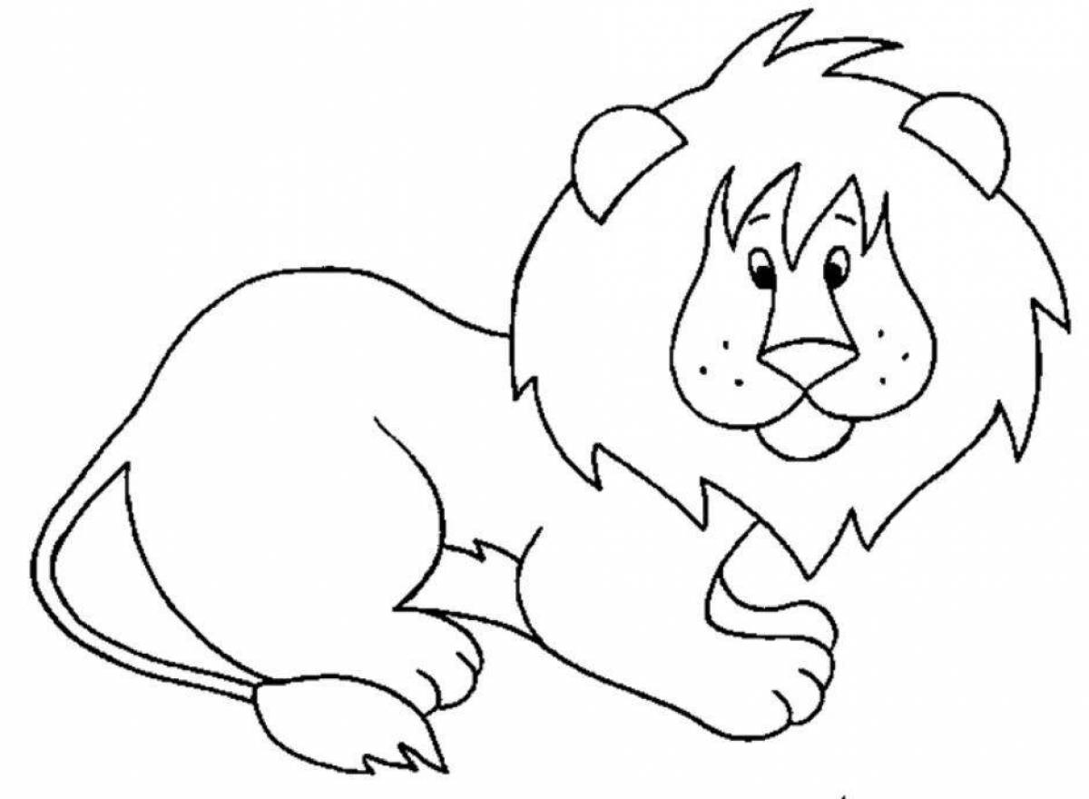 Dynamic lion coloring page for kids