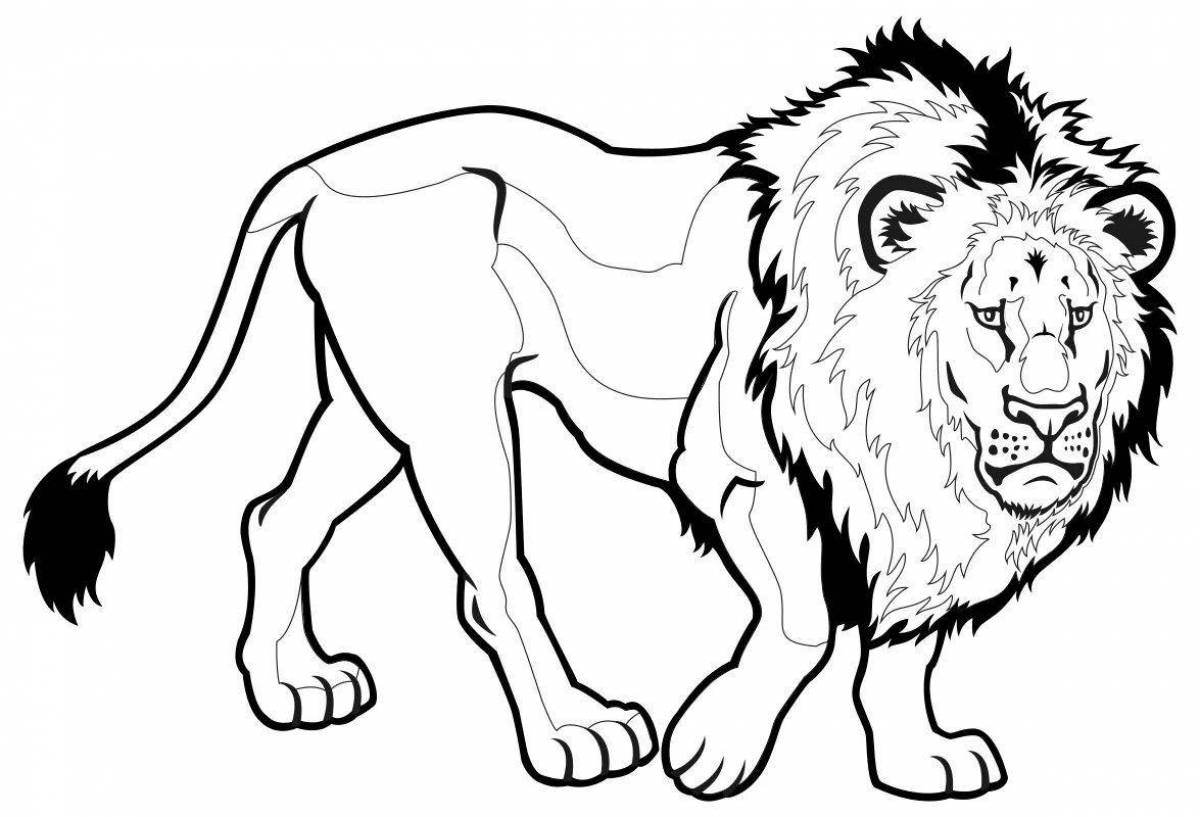 Coloring page energetic lion for kids