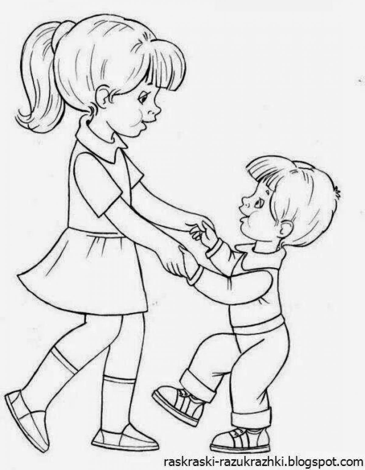 Happy coloring pages for boys and girls