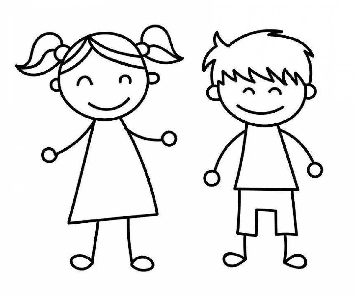Colourful coloring pages boys and girls