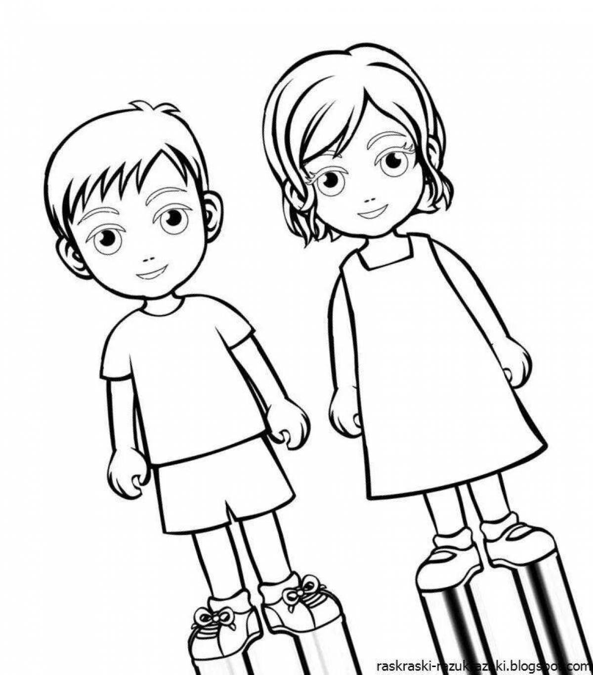 Мальчик и девочка раскраска для детей